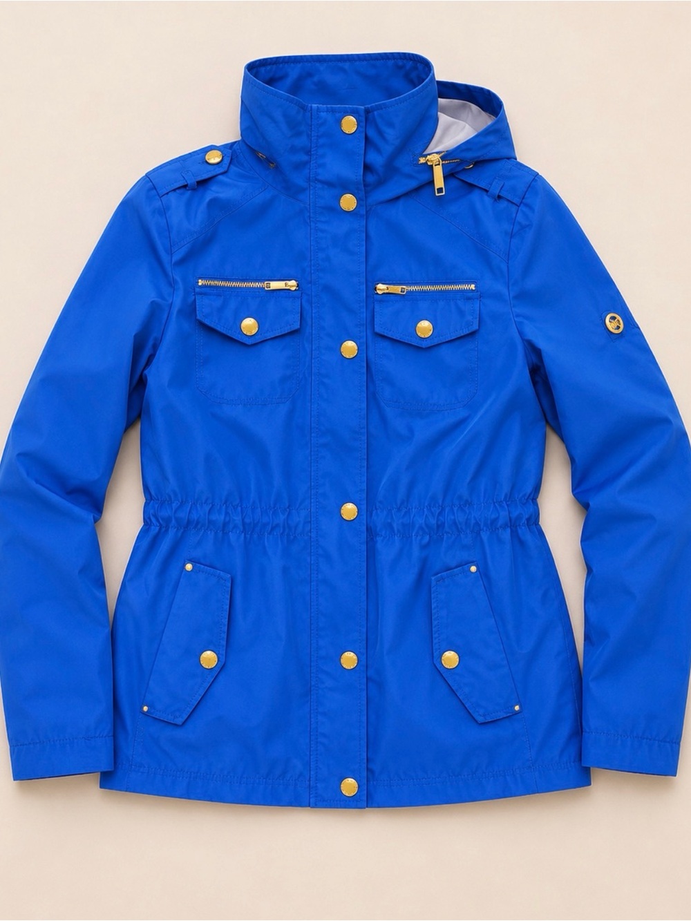 MICHAEL Michael Kors Royal Blue Coat with Beige Monogram Lining